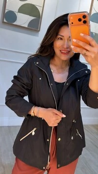 Parka Com Puxadores Reguláveis Na Cintura Luna Botões Dourados