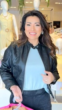 Jaqueta Couro Eco Zíper Prata Tália Martingalê No Barrado