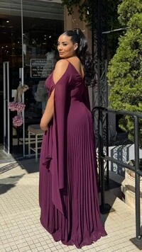 Vestido Longo Manga Echarpe Bruna Com Cinto Faixa