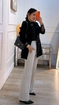 Calça Pantalona Alfaiataria Monica Nervura Frontal