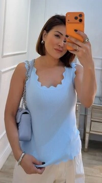 Blusa Regata Canelada Diana Detalhe Nuvem
