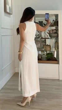 Vestido Longo Cavada Megan Fendas Laterais