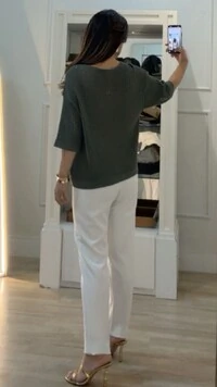 Blusa Ticot Vazado Ampla Catherine Mangas 3/4