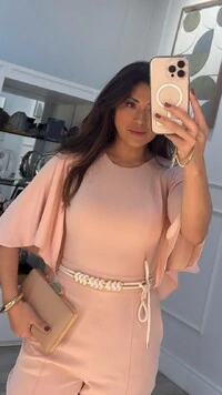 Macacão Alfaiataria Mangas Echarpe Lavínia Cinto Corda Trançado