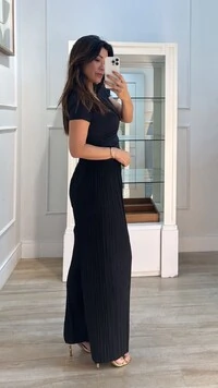 Calça Pantalona Plissada Brooke Pala Larga Com Elástico