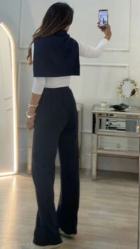 Calça Pantalona Moletinho Vanessa Pala Com Amarração