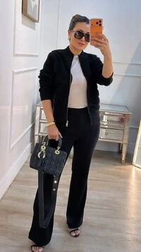 Jaqueta Casaco Tricot Gola Alta Nicolly Nervuras Em Relevo