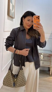 Jaqueta Casaco Couro Eco Andreia Gola Detalhe Entrelaçado Texturizado