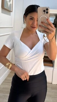 Blusa Suplex Decote V Maithe Drapeados Laterais