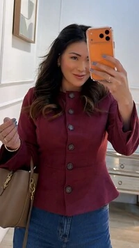 Jaqueta Casaco Suede Monique Botões Amadeirados