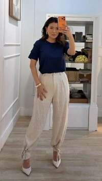 Calça Jogger Viscose Com Linho Nanda Pregas Frontais