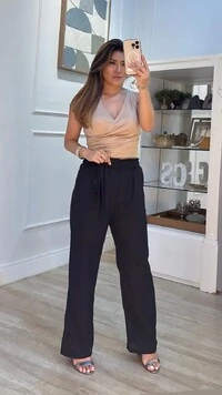 Calça Pantalona Yasmin Cinto Faixa Fixo