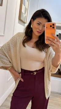 Kimono Tricot Vazado Fabi Mangas 3/4