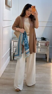 Maxi Cardigan Tricot Canelado Pandora Bolsos Frontais