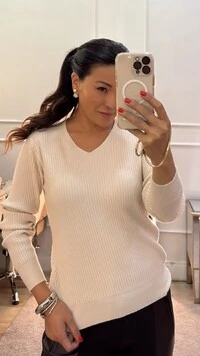 Blusa Tricot Canelado Solange Decote V