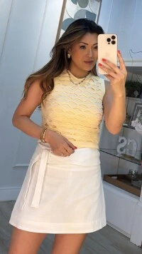 Blusa Regata Tricot Meire Vazados Frontais