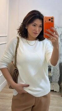 Blusa Tricot Ingrid Detalhe Relevo Geométrico Texturizado