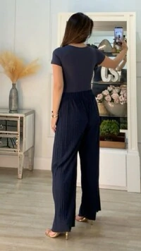 Calça Pantalona Plissada Brooke Pala Larga Com Elástico