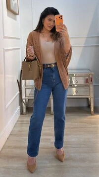 PRÉ-VENDA DATA ESTIMADA DE ENVIO DIA 02/05 Kimono Tricot Vazado Fabi Mangas 3/4