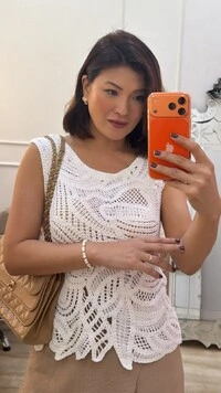 Blusa Regata Tricot Cindy Gola Canoa