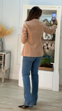 Blazer Alongado Erika Aveludado Com Botões Duplos