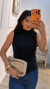 Blusa Regata Com Nervuras Caneladas Luiza Gola Alta