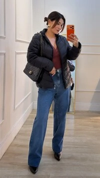 OFERTA DIA DO CLIENTE Jaqueta Casaco Alongado Nylon Maria Clara Bolsos Com Detalhe Em Ilhós