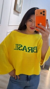 Blusa Ampla De Tricot Brasil Erika Mangas 7/8