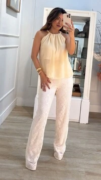 Blusa Regata Chiffon Raissa Com Sobreposição