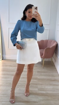 Cropped Twill Gabriela Mangas Longas Princesa
