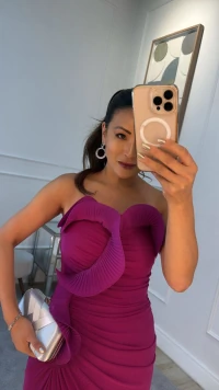 Vestido Longo Tulê Gabriella Tomara Que Caia Com Babados