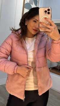 Jaqueta Nylon Capuz Removível Hellen Gola E Barrado Teddy