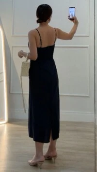 Vestido Midi Viscose Com Linho Eduarda Fenda Posterior