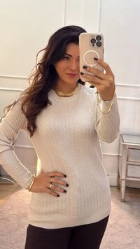 Blusa Tricot Elize Mini Entremeios E Vivos Ondulados Frontais