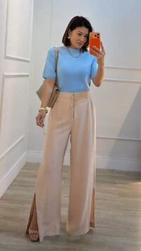Blusa Tricot Gola Alta Simone Mangas 3/4