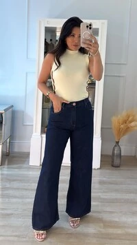 Blusa Regata Canelada Gola Alta Andréia Dupla Faixa Lateral
