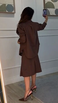 Camisa Oversized Suede Cecilia Barrado Arredondado