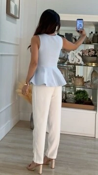 Blusa Regata Alongada Tricot Peplum Jamile