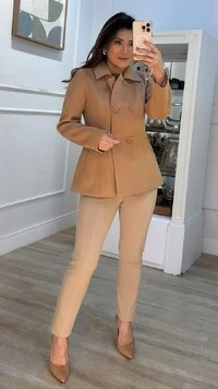 Casaco Lã Batida Samira Botões Duplos E Bolsos Faca