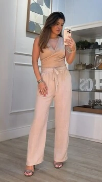 Calça Pantalona Yasmin Cinto Faixa Fixo