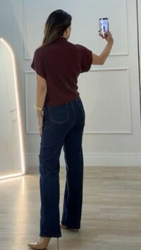 Blusa Tricot Ampla Giulia Gola Alta Enrolado