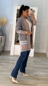 Maxi Cardigan Pillar Com Detalhes Estampados