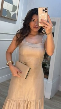 Vestido Longo Fio De Brilho Pietra Decote Coração