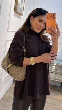 Blusa Poncho tricot Simone Gola Alta