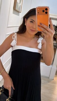 Vestido Tricot Midi Decote Reto Kate Amarração Nos Ombros