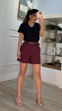 Blusa Malha Decote V Eliza Mangas Curtas