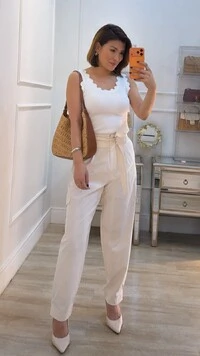 Blusa Regata Canelada Diana Detalhe Nuvem