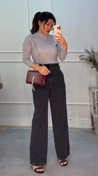 Blusa Tricot Nervuras Retangulares Liz Manga Longa