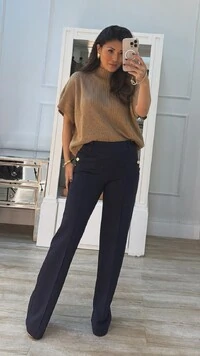 Blusa Ampla Tricot Priscila Gola Alta Canelada