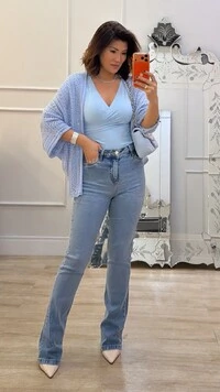 PRÉ-VENDA DATA ESTIMADA DE ENVIO DIA 10/10 Kimono Tricot Vazado Fabi Mangas 3/4